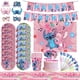 thumbnail image 2 of Decoración de cumpleaños de Disney Lilo y Stitch, juego de vajilla con puntada rosa, globos, mantel, vaso de papel, plato, telón de fondo, suministros para fiesta, 2 of 5