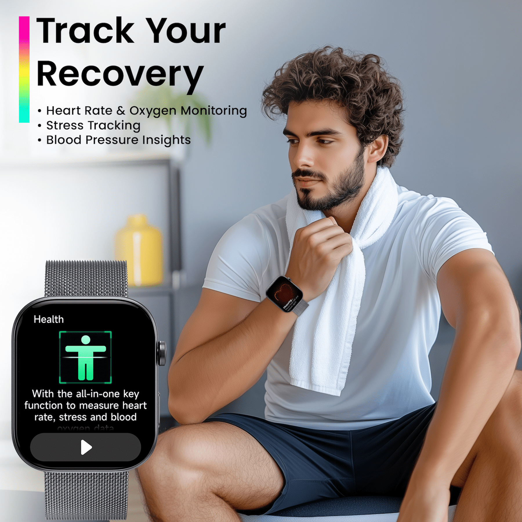 MiracoRun Smart Watch for Men, 1.99" AMOLED Display, Bluetooth Calls & Texts, 3ATM Water-Resistant, 14 Days Battery Life