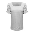 thumbnail image 5 of JIRNDf Chemises pour Femmes Hauts Tendance d'Été Mode à Volants Manches Courtes Encolure Carrée Blouse Rayée pour Femmes Tunique Décontractée Hauts Gris m, 5 of 5