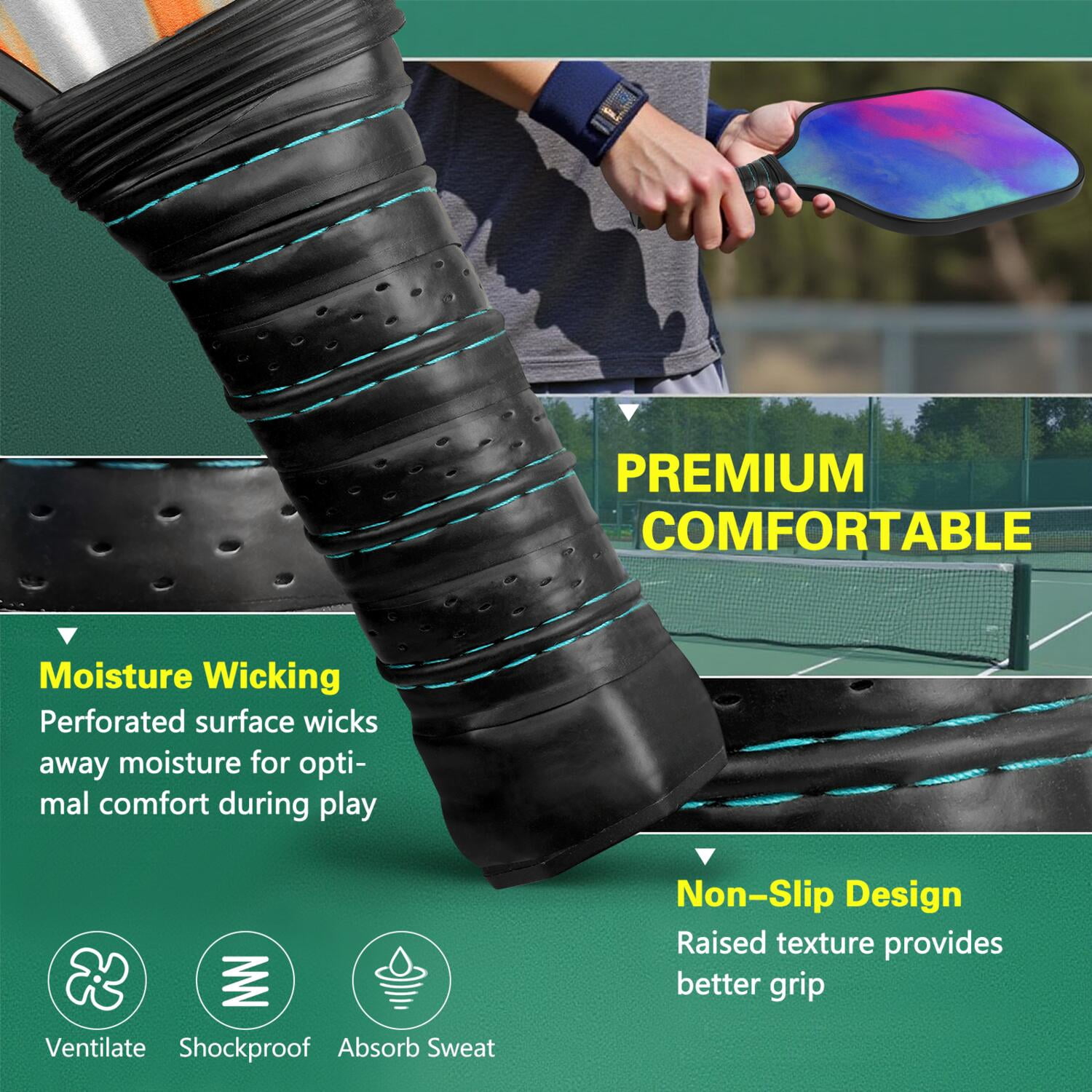Pickleball Paddles Set Of 2, Fiberglass Surface, Fluid Smoke Aurora Art Style, 4 Balls & Bag