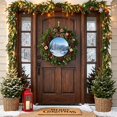 thumbnail image 4 of Welcome Sign for Front Door, Christmas Mountains Round Metal Wall Art Wreaths, Winter Forest Xmas Snowflake Outdoor Indoor Wall Hanging Sign for Porch Decor Housewarming Gifts 7.9 Inch, 4 of 8