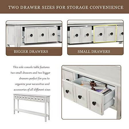 Sofa Table 60 Inch Long Console With Drawers And Shelf For Entryway Easy Assembly Hallway White Canada Sofa Table Long Console, 60 Inch Console Table With Storage