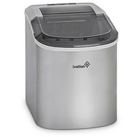 Portable Ice Maker for Counterop Sleek Tinted Clear Top Window Design 2 Selectable Cube Sizes Yield Up To 26.5 Pounds of...