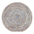 thumbnail image 2 of Natural Jute Rug with Blue Denim Cotton – Handwoven, Eco-Friendly, Stylish Area Rug for Rustic or Modern Décor Size - 5 x 5 Feet Round (150 cm x 150 cm), 2 of 4