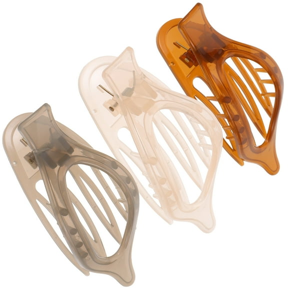 MUSEYA 3Pcs Flat Hair Claw Clips Hair Accessories Acrylic Coffee for Women Work