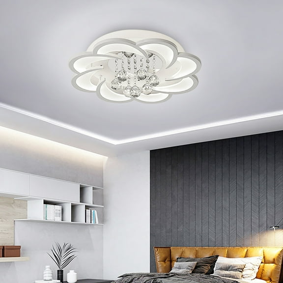 Bedroom Pendant Lamp LED Crystal Ceiling Light Flower Shape Chandelier Fixture for Lighting Children's Rooms, Living Room