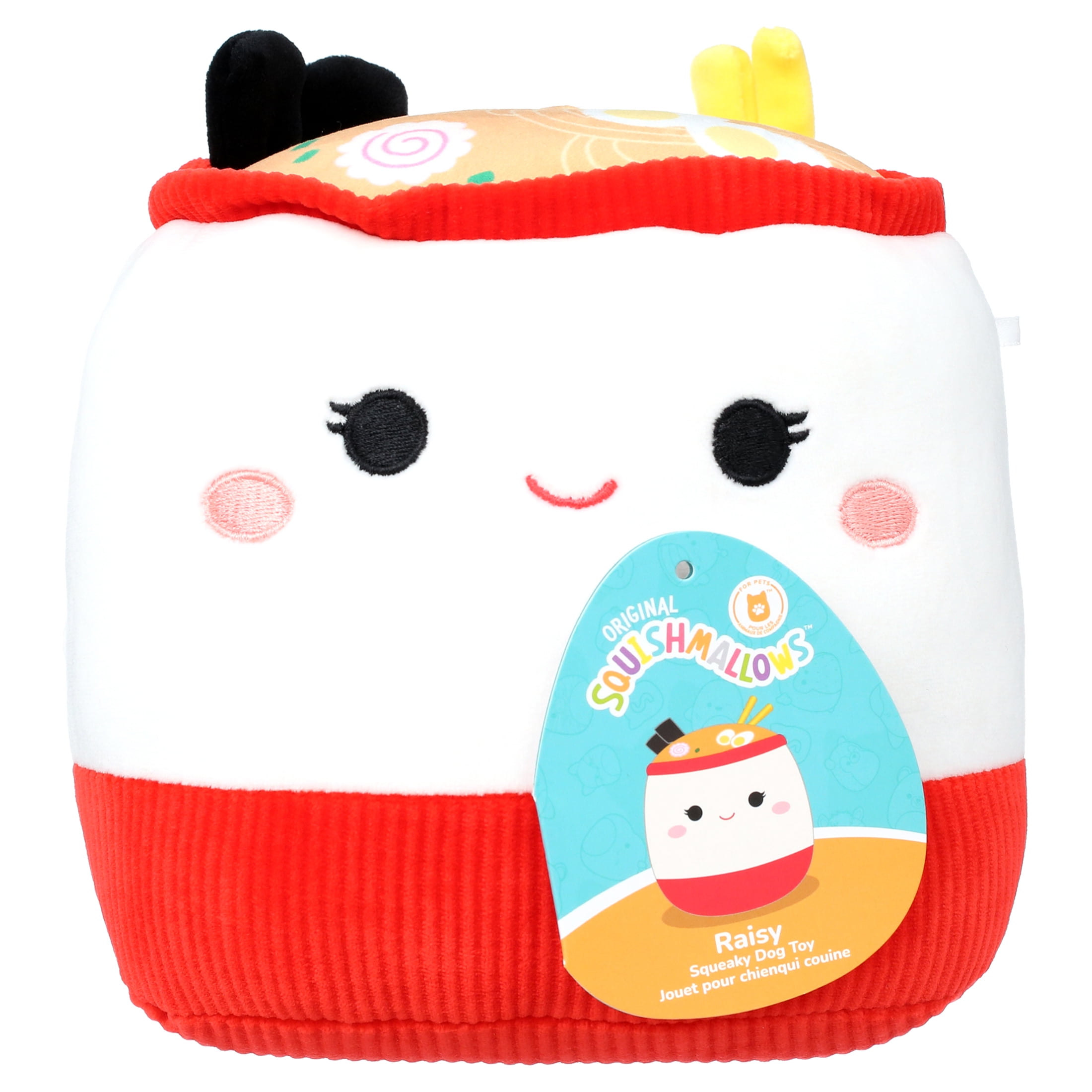 Original 7 inch Raisy the Ramen Bowl Dog Toy - Medium Ultra soft Official Squishmallows Plush Pet Toy