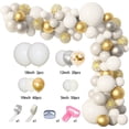 thumbnail image 2 of Kit de arco de guirnalda de globos blancos de 136 piezas, juego de globos de látex metálicos con confeti plateado y dorado blanco para cumpleaños, Baby Shower, decoración de fiesta de aniver, 2 of 5