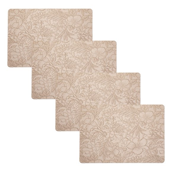 Elegantes manteles florales de cuero PU de doble cara 4 piezas: ¡resistentes al calor y lavables!
