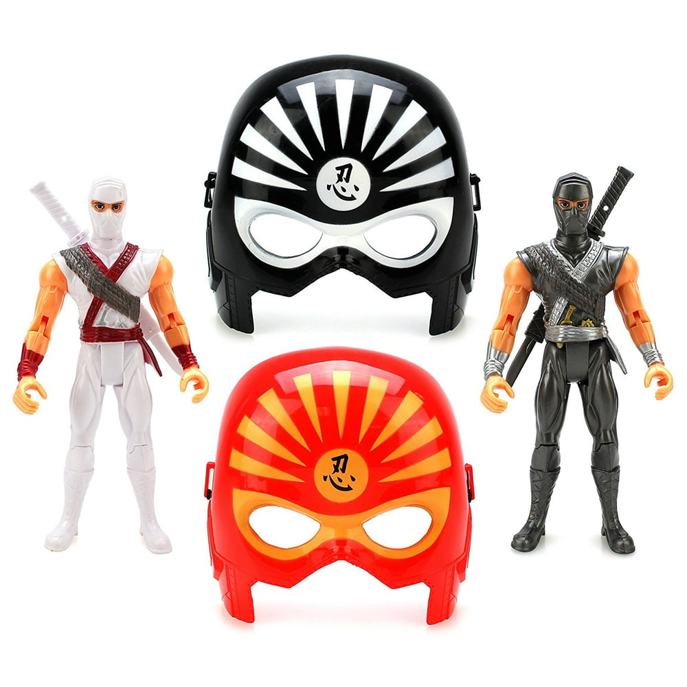 Masked Super Ninjas Toy Figure Play Set w/ 2 Masks, 2 Toy Ninja Figures