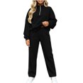 thumbnail image 3 of Jerdar Womens 2 Piece Lounge Sweat Sets Quarter Zip Mock Neck Sweatshirt Wide Leg Sweatpants Oversized Side Pockets Casual Airport Travel Outfits L, 3 of 8