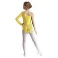 thumbnail image 2 of TiaoBug Kids Girls Shiny Rhinestone Gymnastics Leotard Tassel Bodysuit Figure Skating Dance Dress Yellow 6, 2 of 5