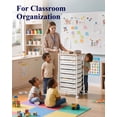 thumbnail image 3 of Kitsure Rolling Cart with Drawers, 8 Drawer Storage Cart with Wooden Top, Labels Included, Locking Wheels for Craft Organizers and Storage, Classroom Storage, 30.3"H, White, 3 of 9
