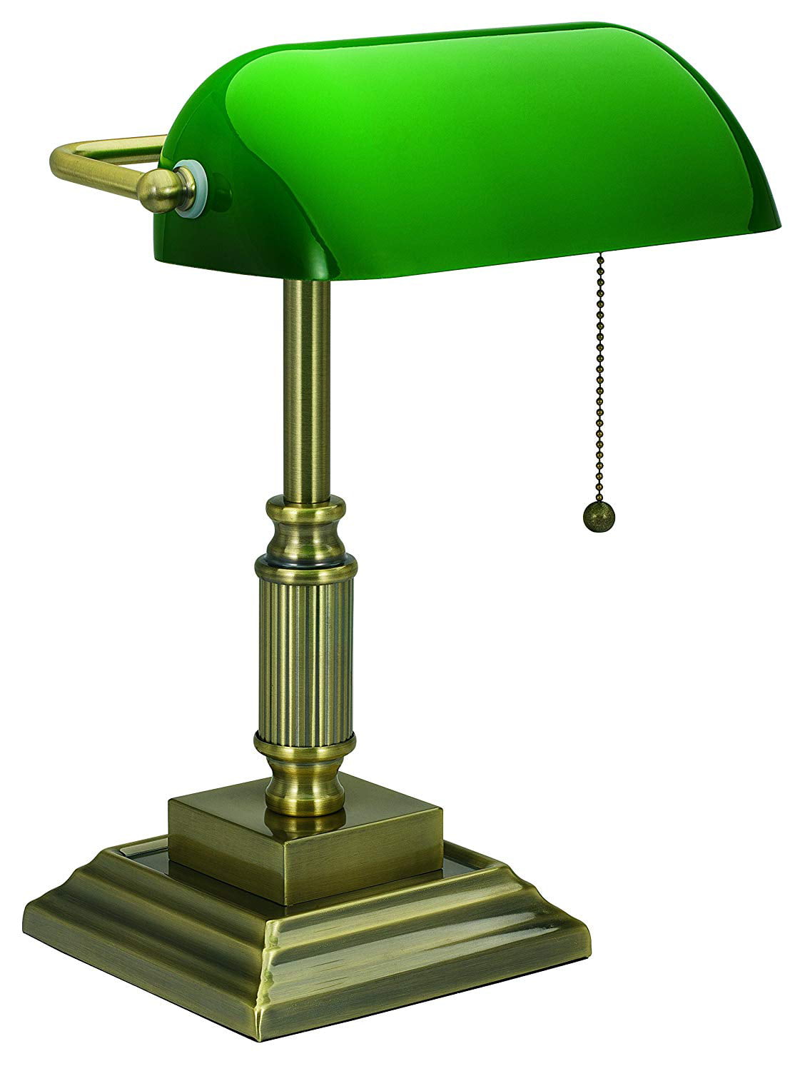 V-LIGHT Traditional Style CFL Bankers Desk Lamp with Green Glass Shade VS688029AB 