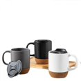 thumbnail image 2 of 15 oz Coffee Mugs, Set of 2 Large Ceramic Mugs, Mug Set with Insulated Cork Bottom and Splash Proof Lid for Men, Women, Coffee, Tea, Grey, 2 of 5