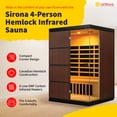 thumbnail image 2 of Radiant Saunas Sirona 4-Person Hemlock Infrared Sauna with 8 Carbon Heaters, 2 of 7
