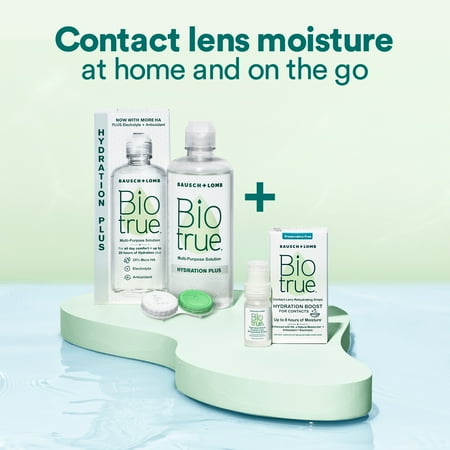 Biotrue Hydration Plus Multi-Purpose Solution for Soft Contact Lenses, Lens Case Included, 10 fl oz