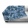 thumbnail image 3 of Camo Soft Flannel Fleece Throw Blanket, Colorful Composition with Abstract Shapes in Sky Color Shades Dark Motifs, Cozy Plush for Indoor and Outdoor Use, 70" x 90", Blue and Pale Blue, by Ambesonne, 3 of 6