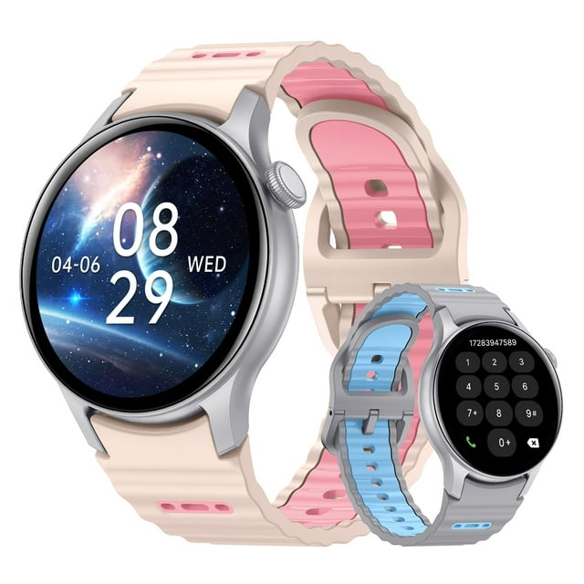 FreshFun Smartwatch, Pantalla AMOLED de 1.43" Reloj Inteligente con Llamada Bluetooth, 100+ Modos Deportivos, Monitoreo de Frecuencia Cardíaca, Oxígeno y Presión, 2 Correas de Reloj