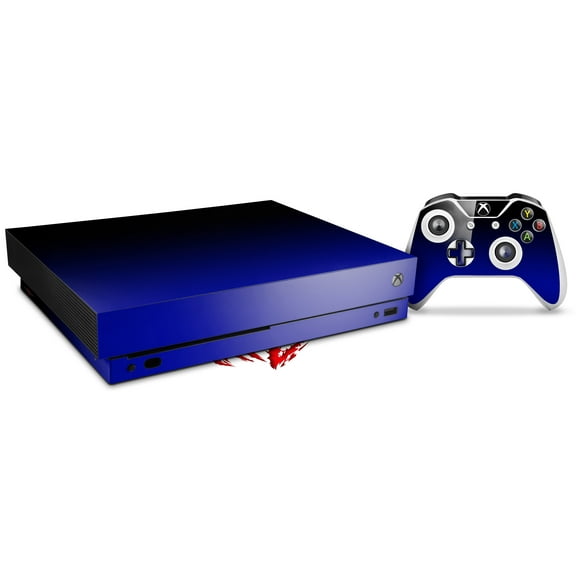 Skin Wrap for XBOX One X Console and Controller Smooth Fades Blue Black