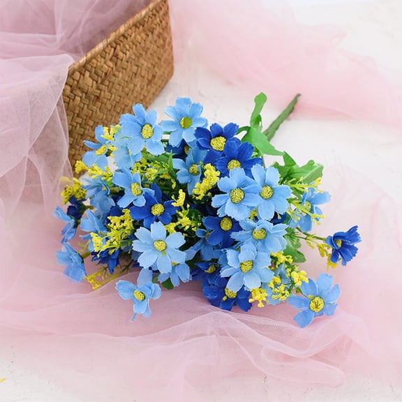Artificial Zou Chrysanthemum Flowers - Fresh Delicate Plastic Jump Orchid, Outdoor Floral Arrangement, Durable Non-Shedding Decor, Easter & Valentine's Day Home & Garden Decor, 3.9*11.8in, Blue