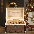 thumbnail image 4 of SHISUYAN Retro Wooden Treasure Chest with Lock and Key - Jewelry Storage Box, 4 of 7