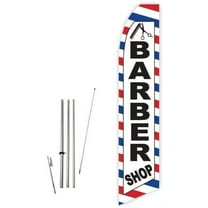 Barber Shop White Super Novo Feather Flag - Complete with 15ft Pole Set and Ground Spike