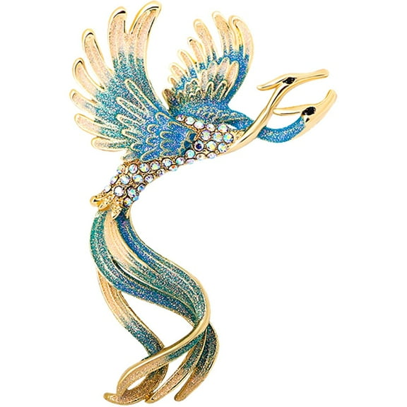 Crystal Enamel Brooch Vintage Phoenix Brooch Pin Elegant Banquet Brooch Fashion Bird Pin for Clothing Accessories
