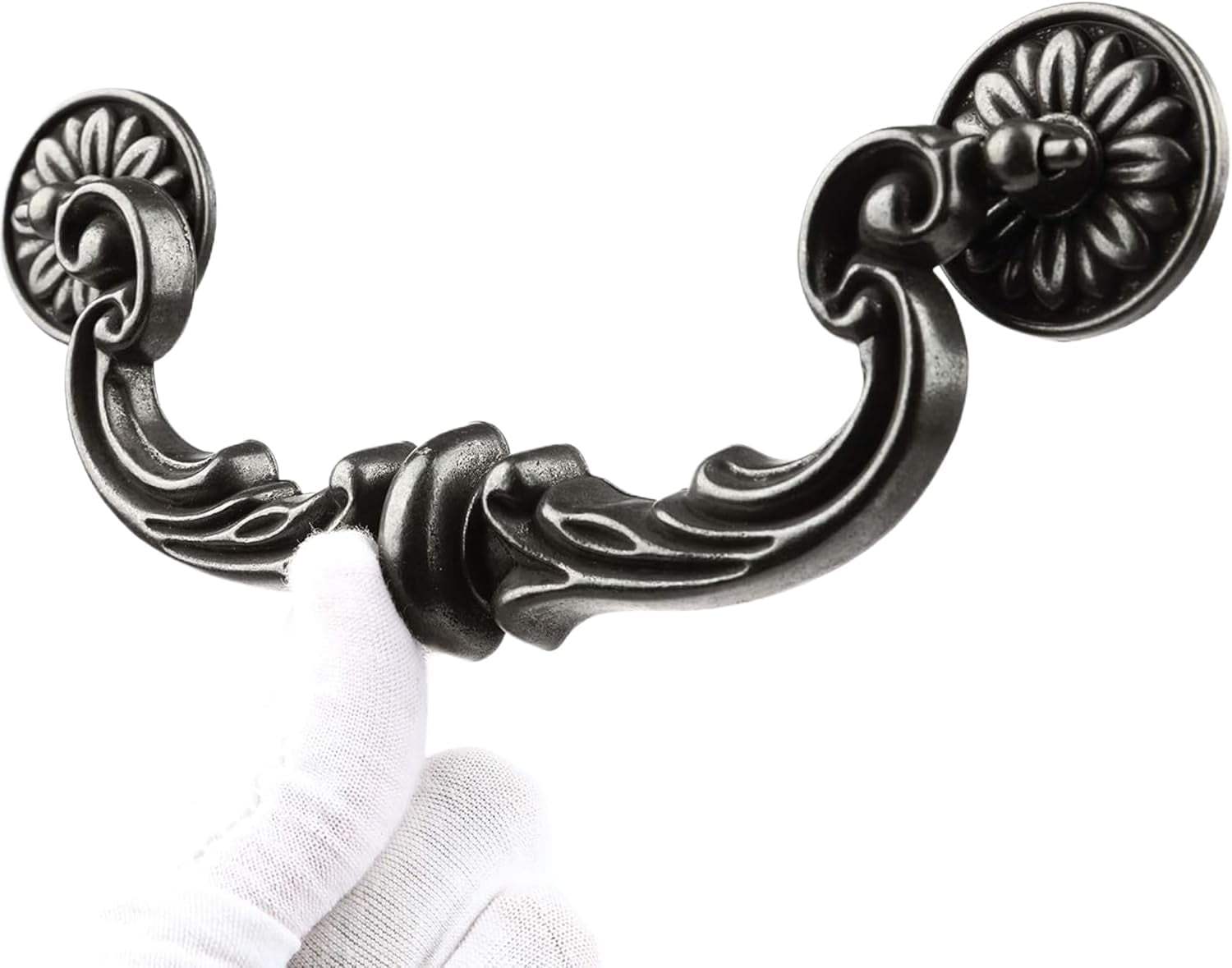 Antique Drawer Pulls Handles: 4 Pack 6" Hole Center Cabinet Pull Drawer Handle, Zinc Alloy Drop-Down Bail Swing Dresser Pulls Handles, Vintage Kitchen Pulls for Cabinets (7.3" Total Length)