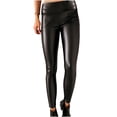 thumbnail image 2 of Lilgiuy Fashion Women Solid Casual Slimming Mid Waist Leather Long Pants Leggings Petite Classic Allure Fit Proportioned Pant, 2 of 5