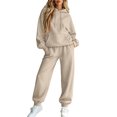 thumbnail image 3 of Trgacdwlo Fleece Sweatsuits Women 2 Piece Outfit Tracksuit Fuzzy Hoodie with Cuffed Jogger Sweatpants Fall Winter Plush Comfy Womens Matching Sweat Set Camel M, 3 of 6
