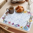 thumbnail image 3 of Spring Flower Placemats Set of 6, Country Farm Watercolor Red Pink Blue Floral Green Leaf Non-Slip Place Mats Washable Table Mats for Kitchen Dining Table Decorations Indoor/Outdoor, 3 of 9