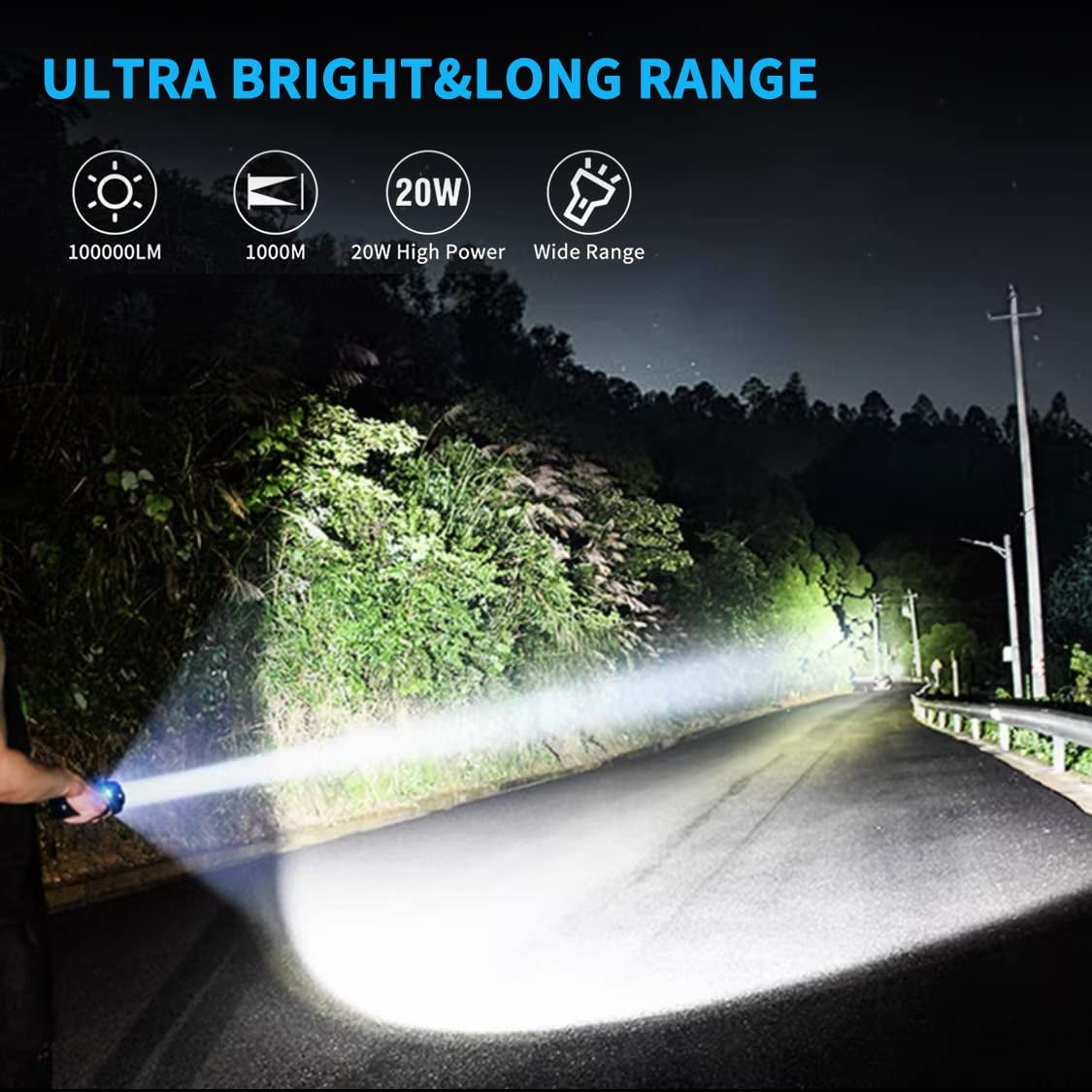 Handheld Rechargeable Flashlights High Lumens, Xhp70.2 Tactical Waterproof Flashlights, 12 Hours Runtime for Home, Camping, Walking, Hiking, Emergencies, Black