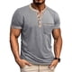 thumbnail image 1 of Tops para hombre, blusas y camisas de manga corta y cuello redondo para hombre, blusas casuales de color liso con bolsillos y botones, manga raglán, cuello vuelto y manga corta, blusas de poliéster pa, 1 of 6