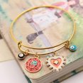 thumbnail image 4 of Pulsera con abalorio de oro rosa para mujer, pulsera ajustable, pulsera de estilo étnico con ojo azul turco Feliz Sencillez, 4 of 5