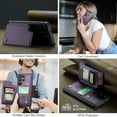 thumbnail image 6 of Allytechgroup Wallet Case for Samsung Galaxy S25 Ultra with Credit Card Holder, [RFID Blocking] [Camera Screen Protection] PU Leather Magnetic Clasp Kickstand Shockproof Protective Case, Purple, 6 of 10