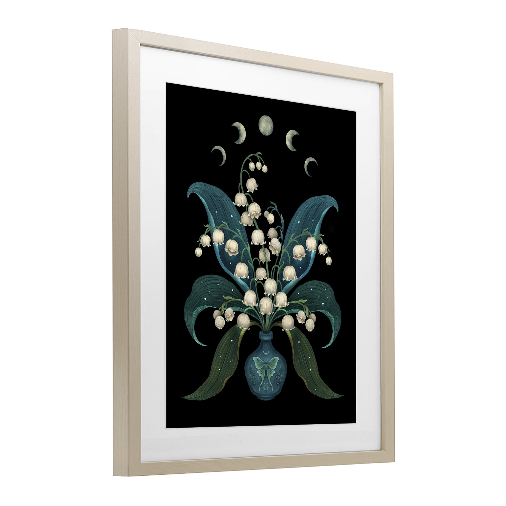 Stupell Industries Lunar Lily Of Valley Birch Framed Print Under Glass, design by Episodic Drawings