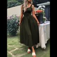 thumbnail image 4 of Vestido de Verano para Mujer, Sin Mangas, Cuello Cuadrado, Informal, para Playa, con Bolsillos, Tejido de Patchwork Fluido Verde L, 4 of 8