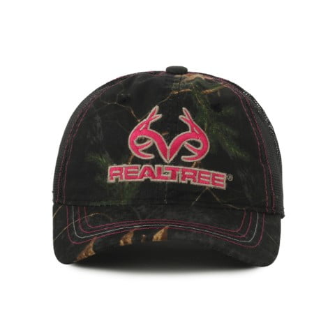 Women's Mesh Back Realtree Camo Cap, Realtree Xtra Colors Black Camo, Adjustable Closure