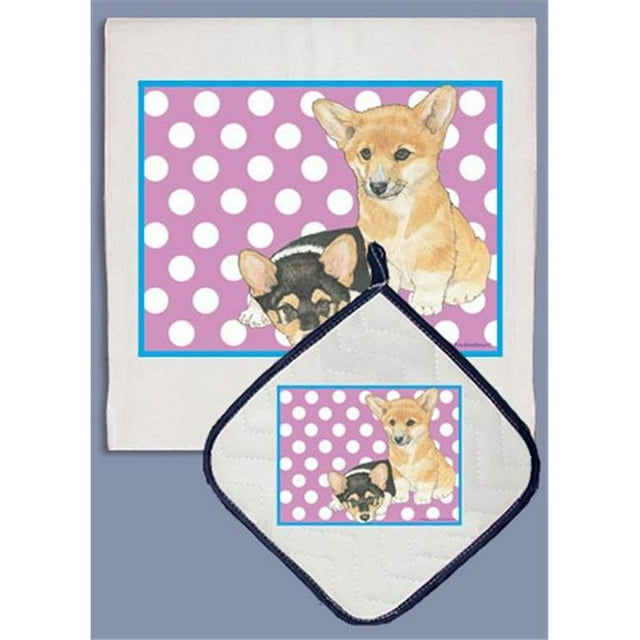 Corgi Welsh Pembroke Dish Towel And Pot Holder Set