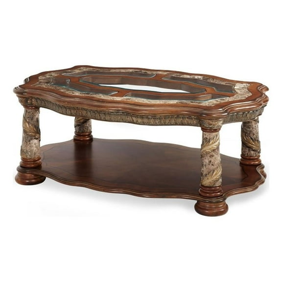 Michael Amini Villa Valencia Wood Cocktail Table - Classic Chestnut