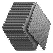 WSSYzyzf 32-Pack EVA Foam Interlocking Floor Tiles 24x24 Inch 128 SQ FT Grey - Waterproof Non-Slip Shock Absorbent Puzzle Exercise Mat for Home Gym Kids Play Area Workout Equipment