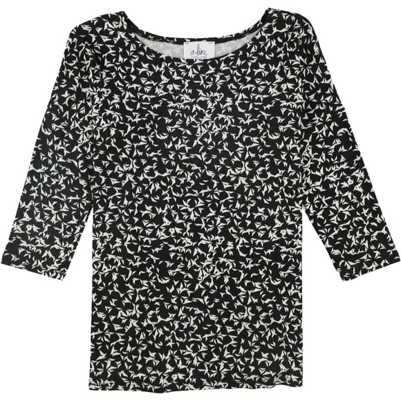 A-Line Blouse Trapèze pour Femmes, Noir, Petite, PS