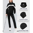 thumbnail image 6 of Women's 2Pc Full Zip Tracksuit, 4 Way Stretch Breathable with Zipper Pockets for Golf Running Casual Black M, 6 of 9