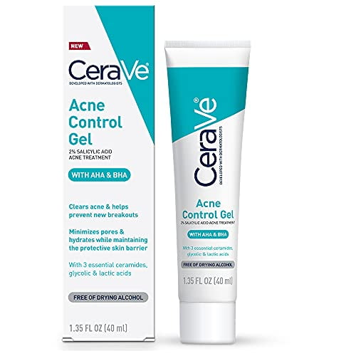 CeraVe Salicylic Acid Acne Treatment Gel for Face AHA Glycolic and