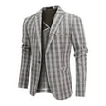thumbnail image 3 of Cloudstyle Men's Lightweight Checkered Blazer - Notch Lapel Single Button Slim Fit Suit Jacket, Center Vent for Spring/Summer/Fall, 3 of 11