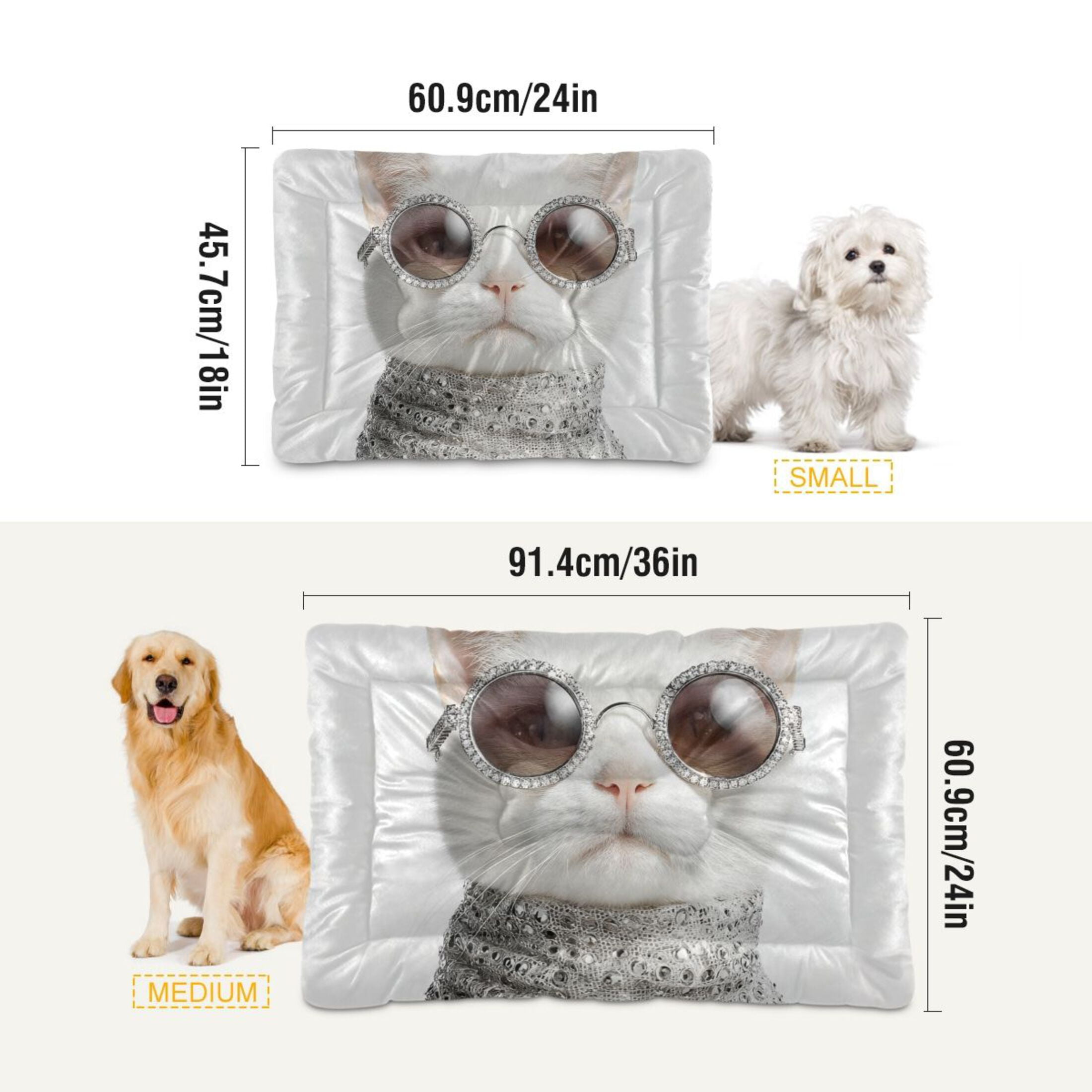 Cozy Mat Pet Bed Indoor Outdoor Warm Soft For Cat Dog Puppy(S/M) Silver Scarf