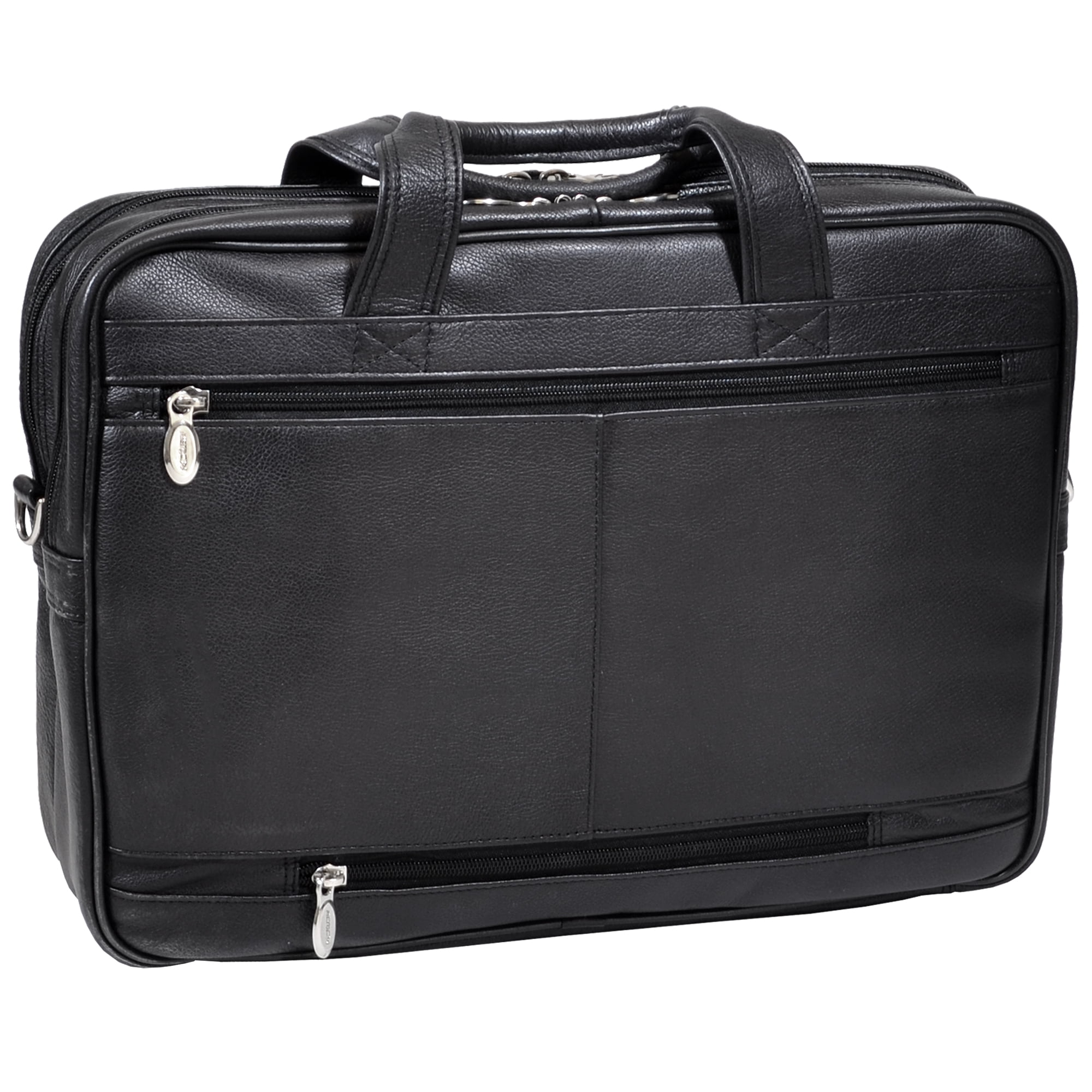 McKlein HYDE PARK, Double Compartment Laptop Briefcase, Top Grain Cowhide Leather, Black (15735C)