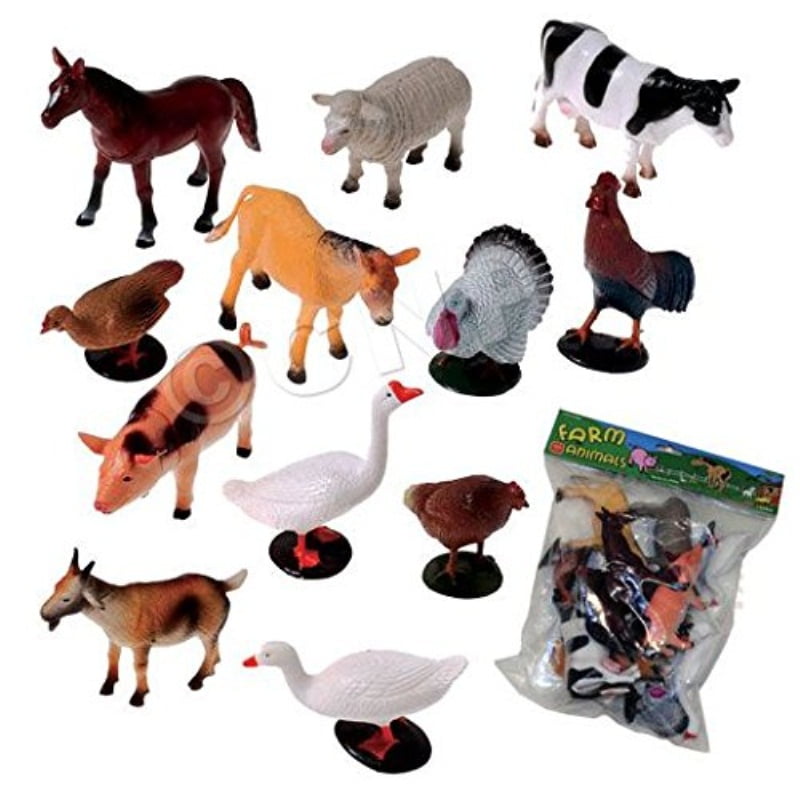 Click N' Play Realistically Designed Jumbo 10"" Farm Animals 7 Piece Playset 