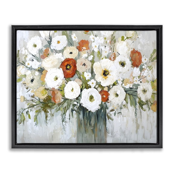 Stupell Industries Eclectic Ivory & Ruby Bouquet Black Floating Frame Canvas Art, 21 x 17, by Franklyn Gregory